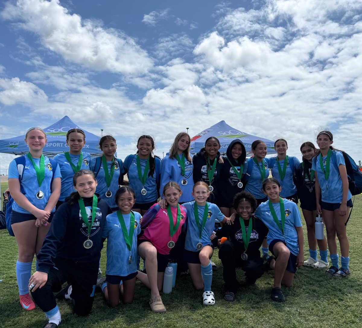 Storm girls with medals at the SoCal Spring Showcase